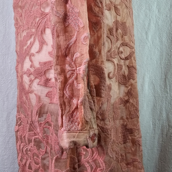 Sundance Lace Semi Sheer Tunic Dress SZ 4 Floral Motif Long Sleeve Romantic - Picture 8 of 14